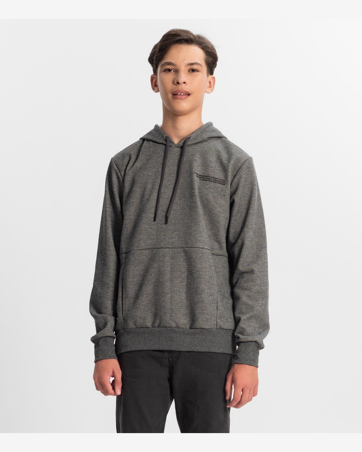 Moletom Juvenil Menino Com Capuz Minty Cinza