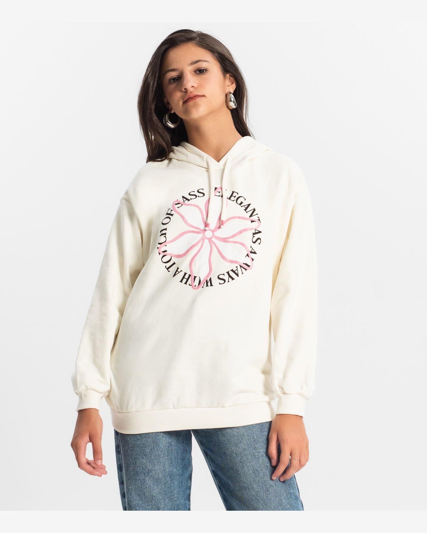 Moletom Juvenil Feminino Com Capuz Minty Bege