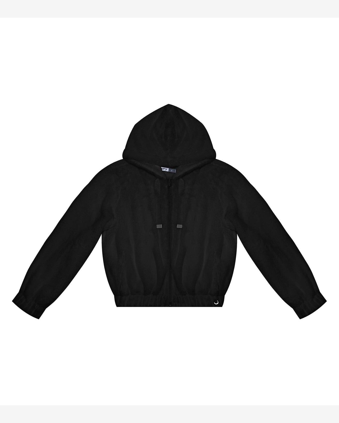 Jaqueta Juvenil Em Pelo Safira Com Capuz Minty Preto
