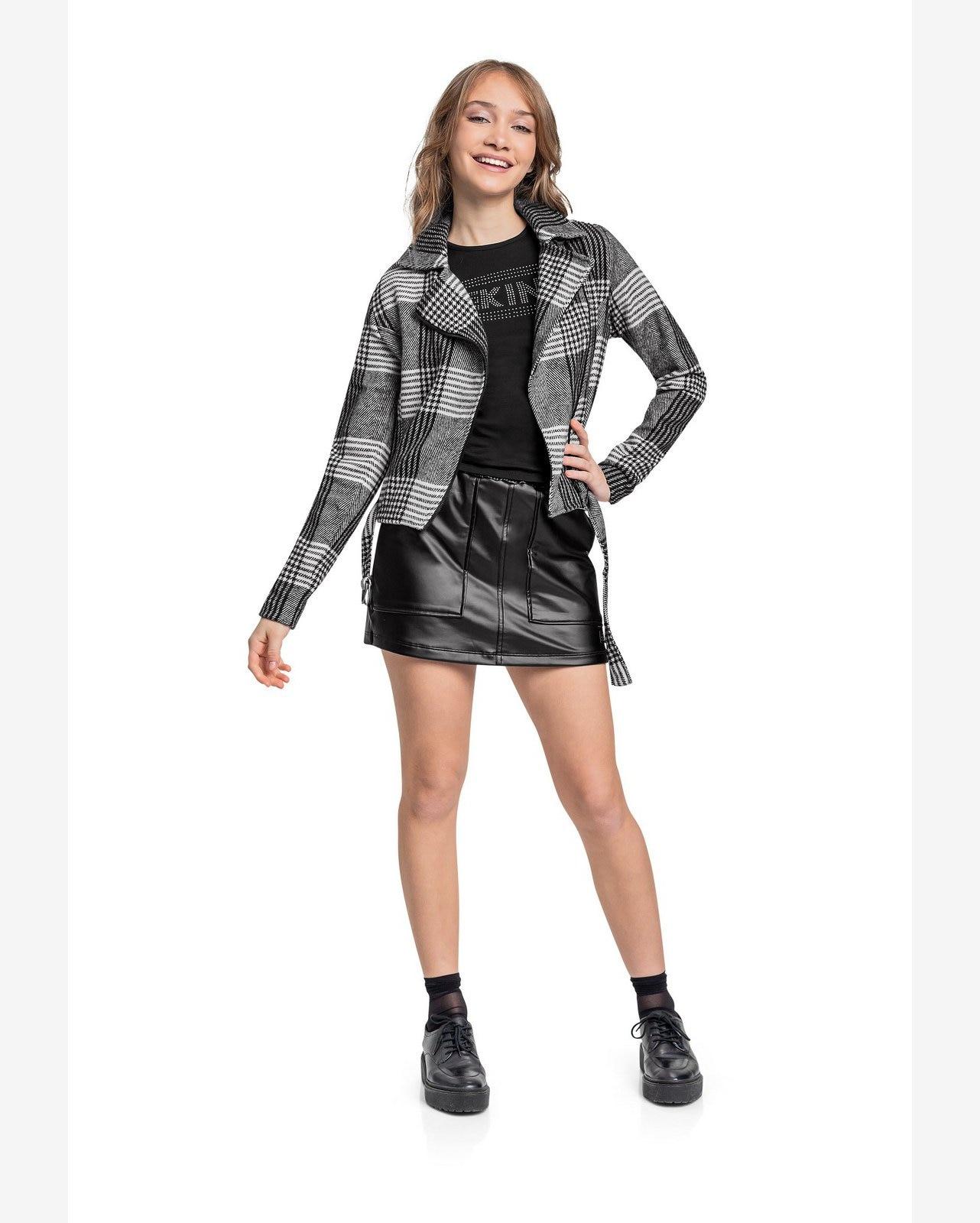 Jaqueta Biker Juvenil em Tecido Alfaiataria Gloss