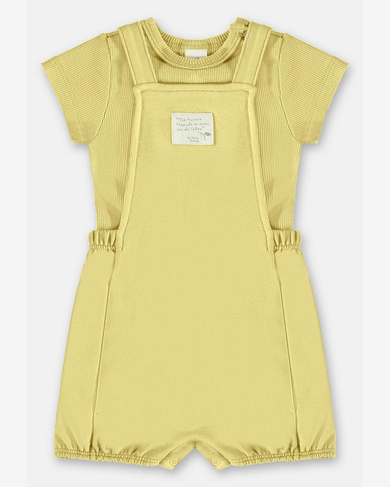 Conjunto Nature Unissex para Bebê com Body e Jardineira Up Baby