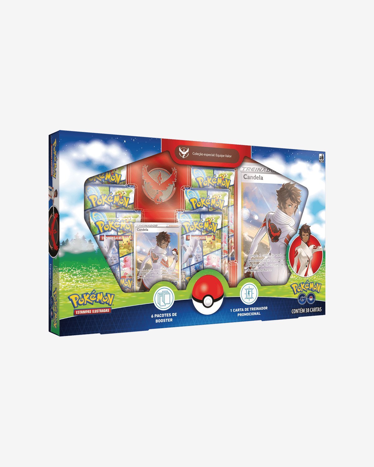 Caixa Box Cards Pokémon GO Equipe Valor Com 38 Cartas Copag